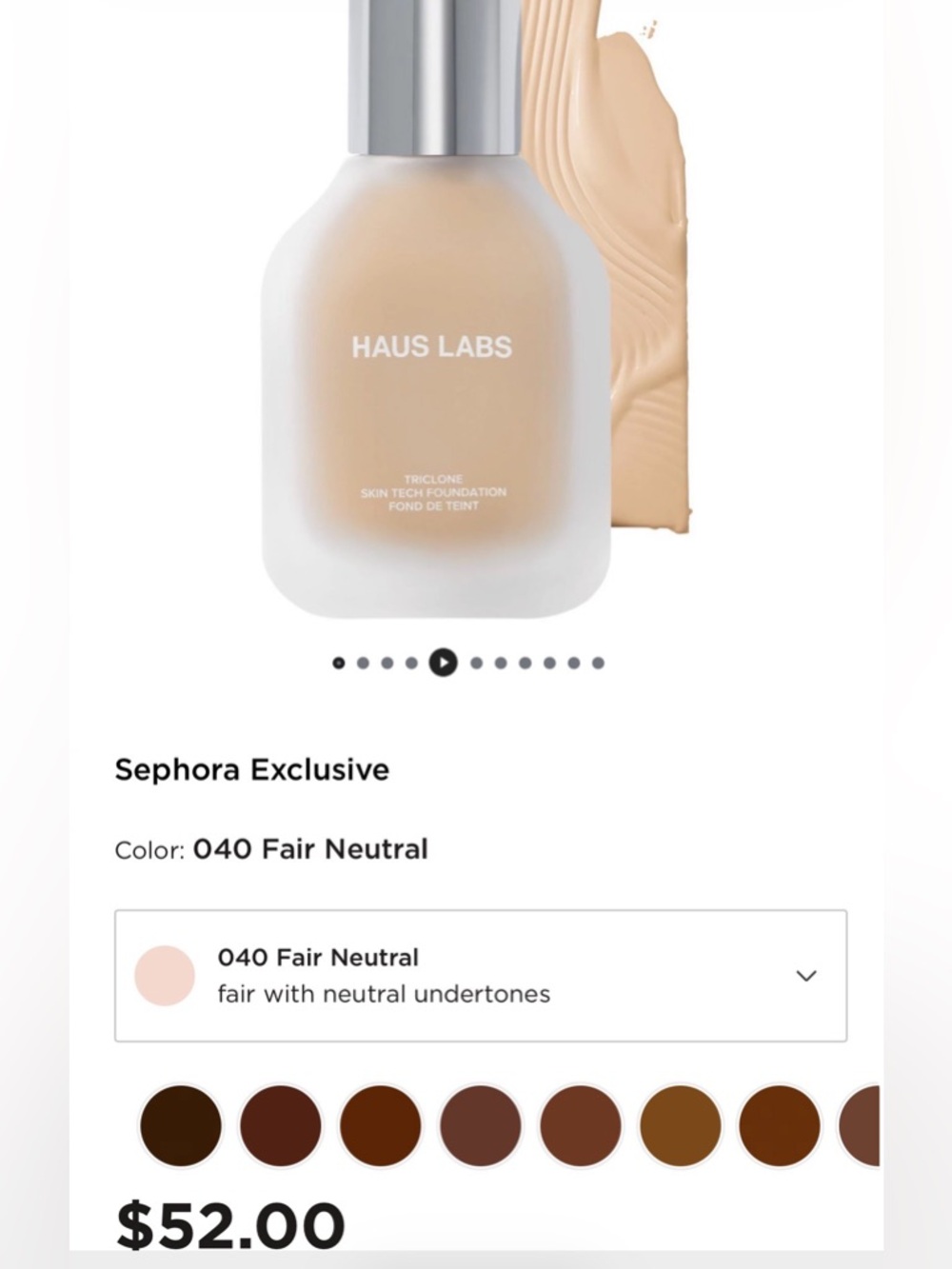 HAUS LABS BY LADY GAGA Triclone Skin Tech Foundation 040 Fair Neutral
